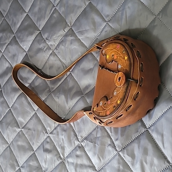 Leather Boho Canteen Style Bag - Picture 3 of 10